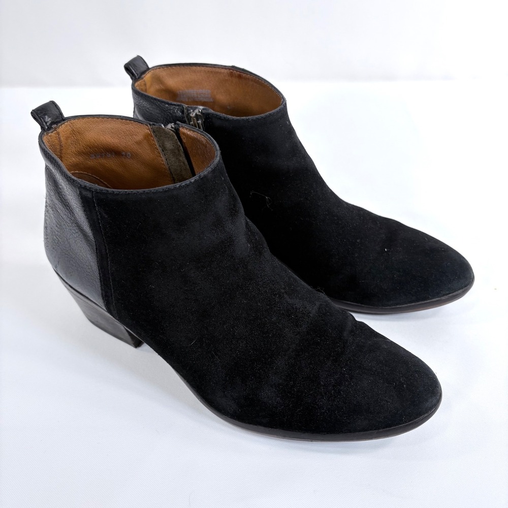 Madewell Ankle Boots Black Suede Leather Mixed Media Block Heel Women 9.5